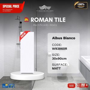 ROMAN RECTIFICADO WALL 1W93860R Albus Bianco 30×90 [GRADE A]