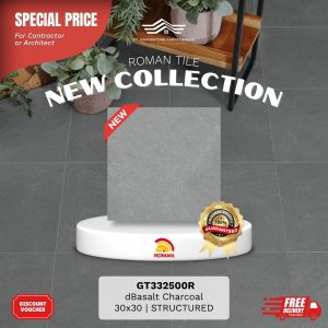 ROMAN STONE MOOD AGT332500R dBasalt Charcoal 30×30 [GRADE A]