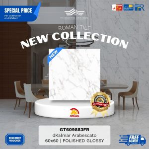 ROMAN GLOSS MOOD AGT609883FR dKalmar Arabescato 60×60 [GRADE A]