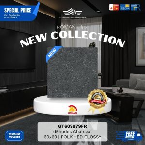 ROMAN GLOSS MOOD AGT609879FR dRhodes Charcoal 60×60 [GRADE A]