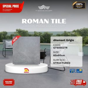 ROMAN DESIGN MOOD AGT605527R dAsmant Grigio 60×60 [GRADE A]