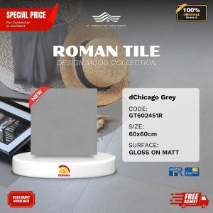 ROMAN DESIGN MOOD AGT602451R dChicago Grey 60×60 [GRADE A]