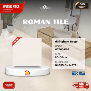 ROMAN DESIGN MOOD AGT603418R dGingham Beige 60×60 [GRADE A]