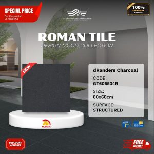 ROMAN DESIGN MOOD AGT605534R dRanders Charcoal 60×60 [GRADE A]