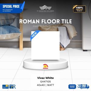ROMAN FLOOR TILE 1G447105 Vivaz White 40×40 [GRADE A]