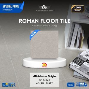 ROMAN FLOOR TILE 1G447323 dBrisbane Grigio 40×40 [GRADE A]