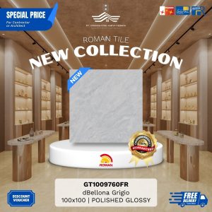 ROMAN GLOSS MOOD AGT1009760FR dBellona Grigio 100×100 [GRADE A]